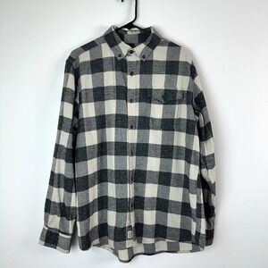 Woolrich Flannel Shirt Men Large Black CottonBuffalo Plaid Soft Light Cabin Gorp